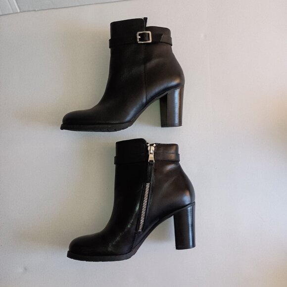 Lauren Ralph Lauren Carole Black Leather Moto Booties Ankle Boots Size 6B - Picture 4 of 12